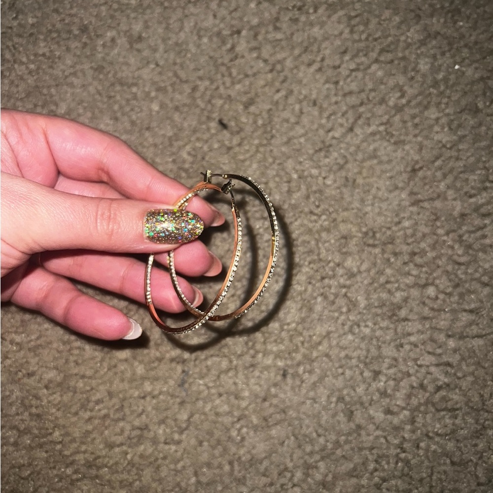 Gold with stones hoops